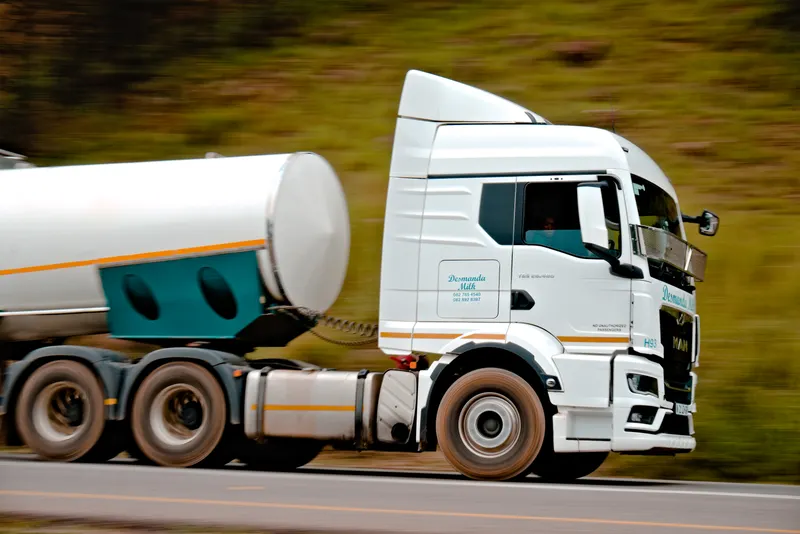 A fuel tanker in transit on the highway